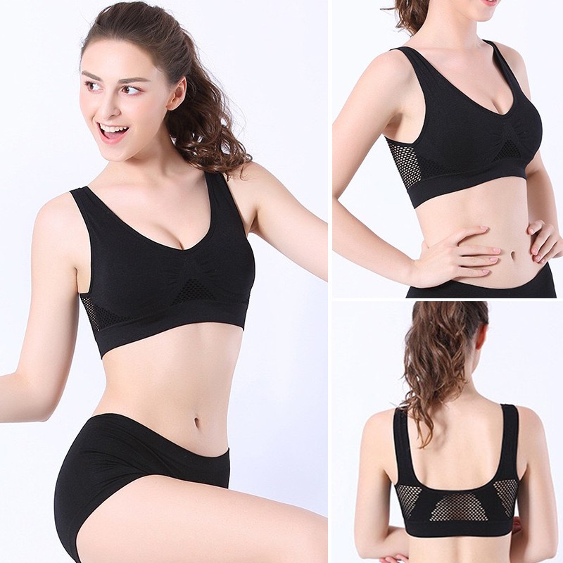Áo Ngực Thể Thao Dạng Lưới Không Gọng Có Mút Nâng Ngực Size XS-6XL