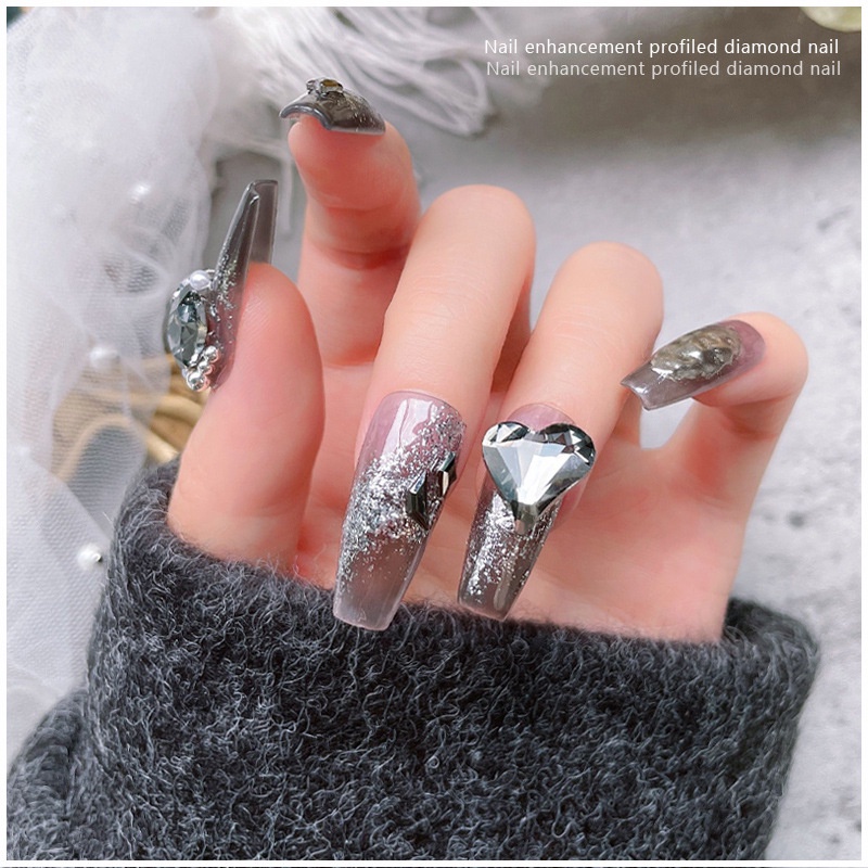 Set 10 viên đá pha lê K9 màu đen, đá khối pha lê chân nhọn trang trí móng tay nghệ thuật