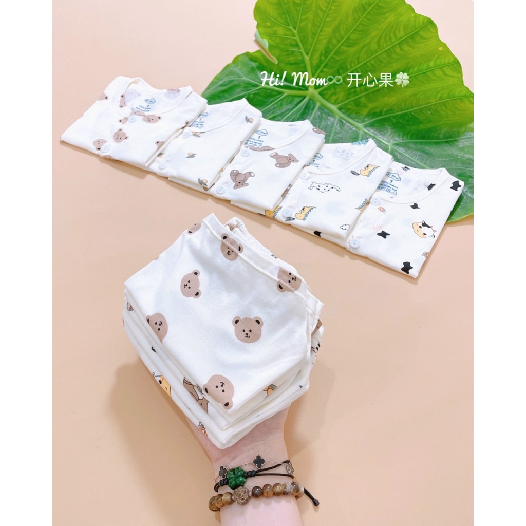 Bộ CỘC TAY sơ sinh Himom chất Pettit cài khuy giữa cho bé