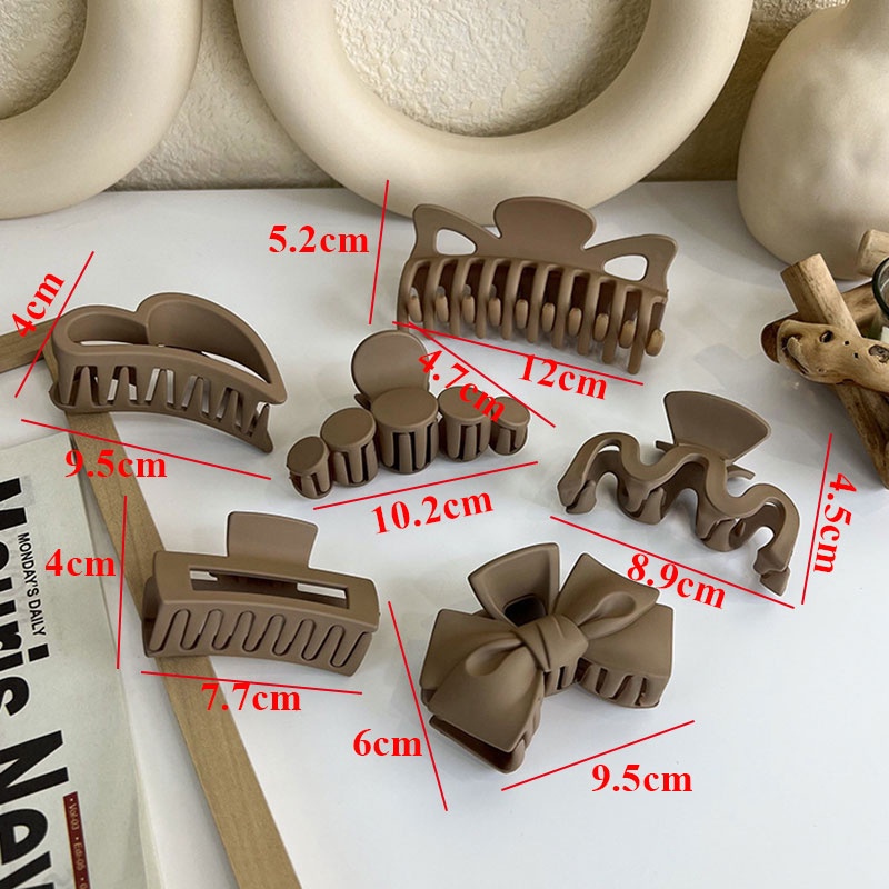 Kẹp Tóc Cà Phê Màu Cà Phê Sữa Nhám Kích Thước Lớn Thời Trang Thanh Lịch Cho Nữ