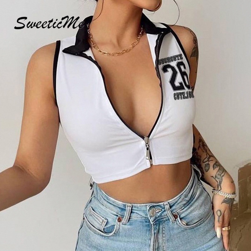 Áo Sát Nách Dáng Ôm Phối Khóa Kéo Thời Trang 2023 Cho Nữ