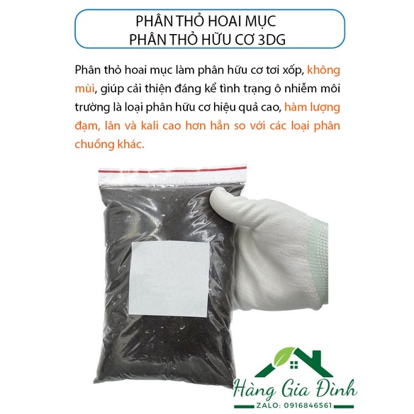 3kg phân thỏ hoai mục phân bón hữu cơ giầu dinh dưỡng 3DG dùng cho trồng rau, trồng hoa, cây cảnh
