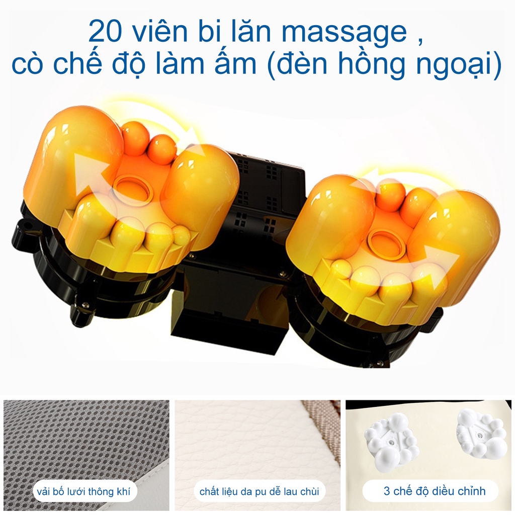 【 Hàng Sẵn】Gối Massage Hồng Ngoại Bomidi MP1- 20 Bi Trị Liệu , Mát Xa Cổ, Lưng, Vai Gáy , 3 chế độ | BigBuy360 - bigbuy360.vn