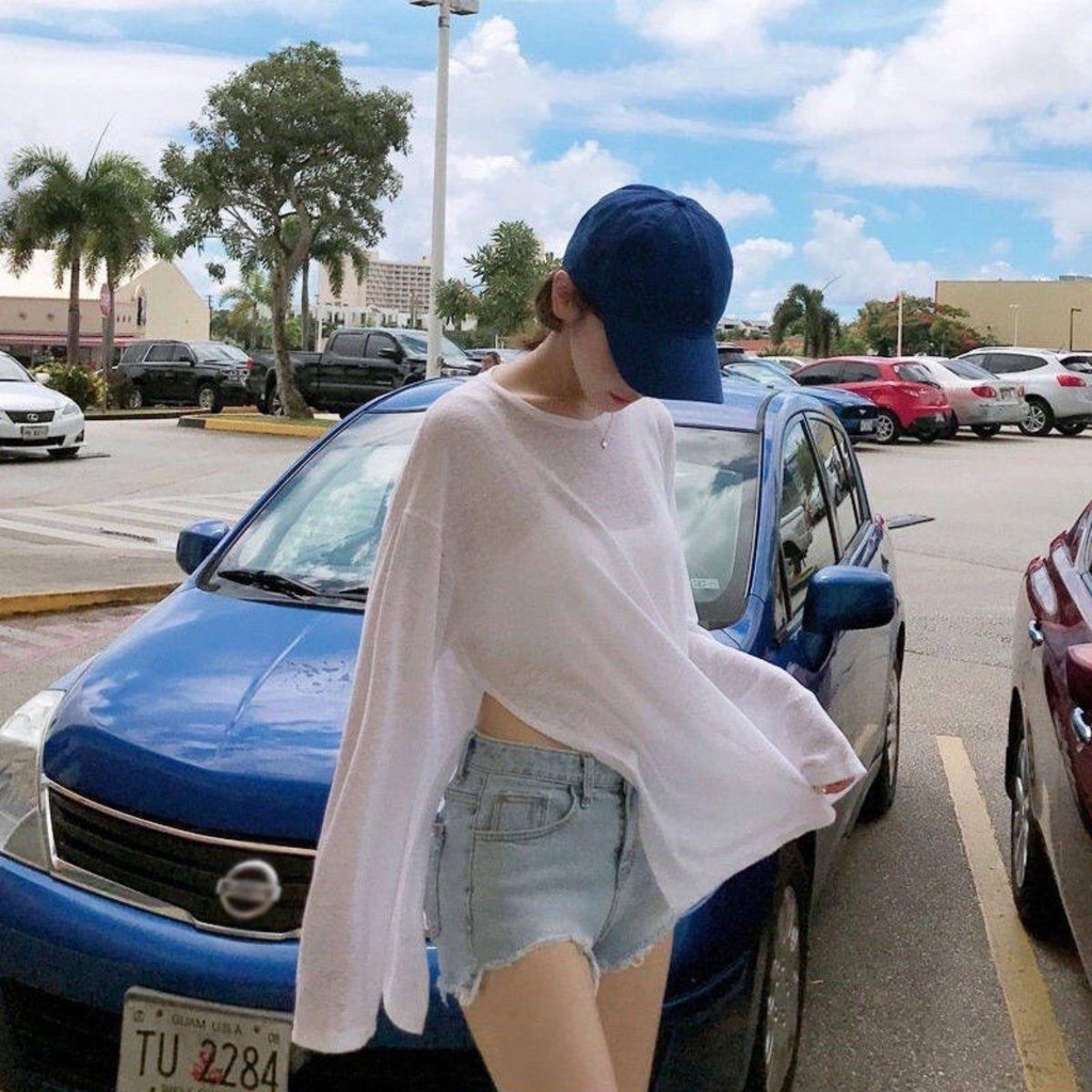 Áo thun tay dài PINKSTORE29 form rộng kiểu xẻ tà, có kèm áo lót trong A5595