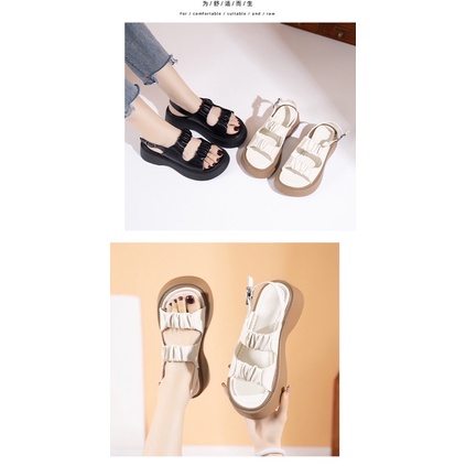 Giày sandal quai chun đế dày có khoá cài mang êm chân siêu đẹp