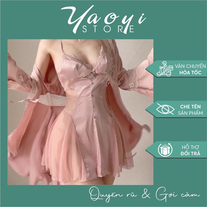 Váy ngủ lụa 2 dây ren công chúa dễ thương sexy quyến rũ cao cấp