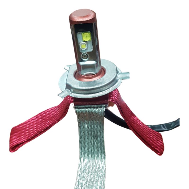 Đèn pha Led T12, 4 tim led Chân H4, M5 phù hợp pha xe Dream, Xe Honda, Yamaha, suzuki. Công suất 30W