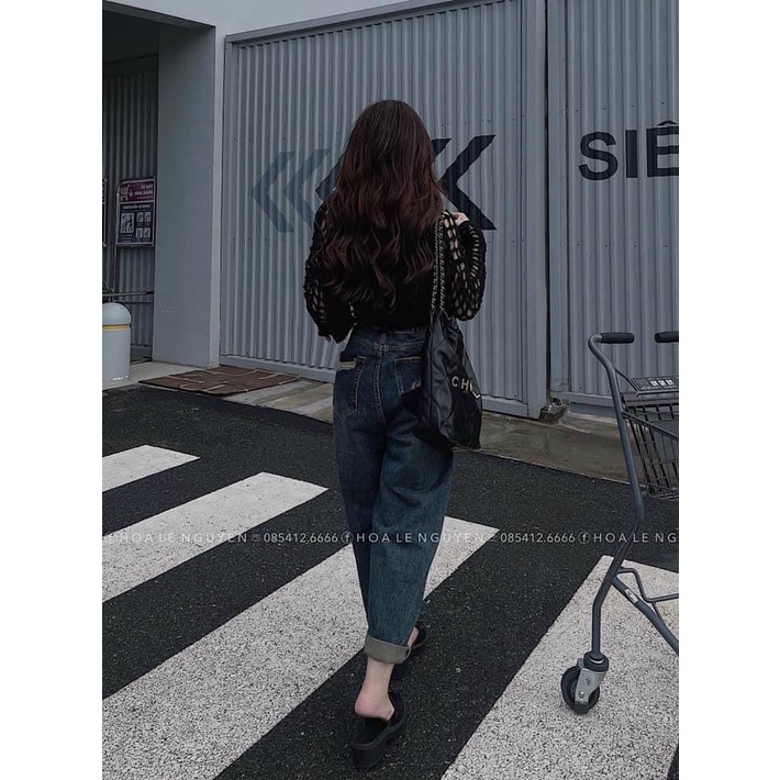 Quần jean baggy nữ ulzzang lưng cao cắt lai tua kèm rách gối cá tính SM53