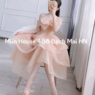 Váy trễ vai nơ ngực 4 tầng