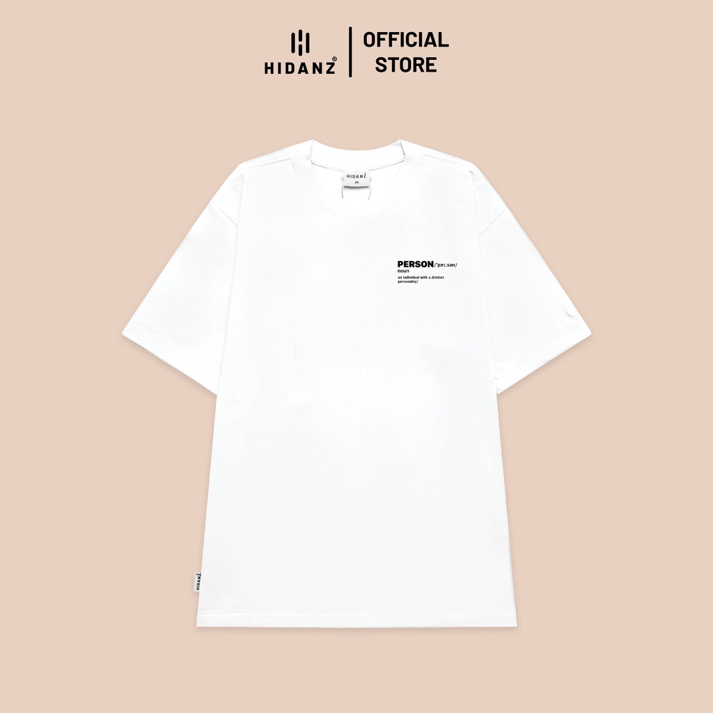 Áo thun Unisex tay lỡ cotton local brand HIDANZ - Person - WHITE