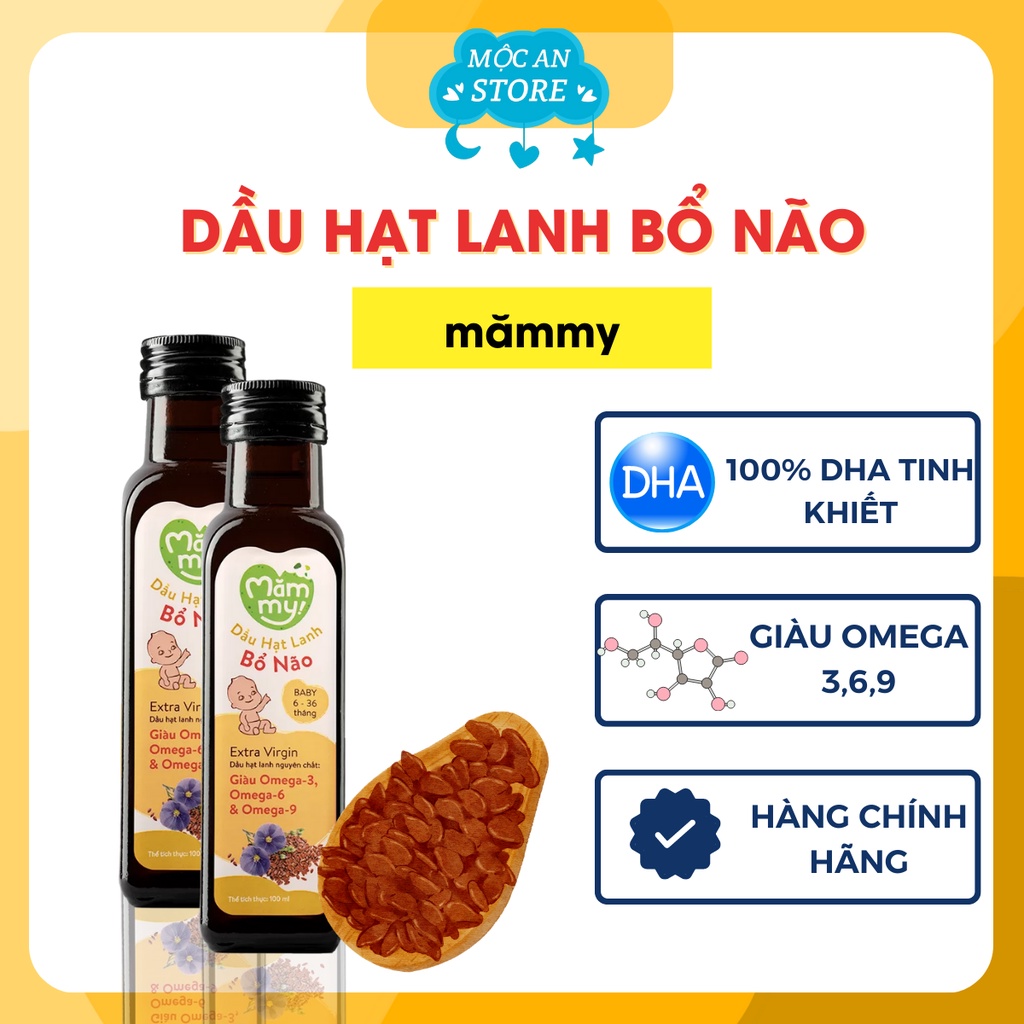 Dầu ăn Dặm Bổ Não Hạt Lanh Mămmy Giàu Omega-3 Cho Bé Từ 6 Tháng