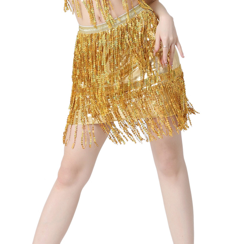 Set 2 Chân Váy Tua Rua Đính Kim Sa Thời Trang Boho Cho Nữ