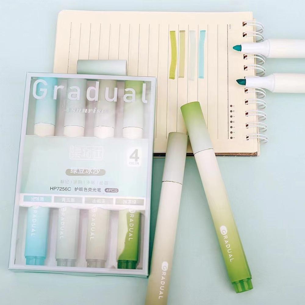 Set 4 bút đánh dấu dạ quang MMULCK màu sắc gradient dành cho học tập trang trí album nhật ký DIY