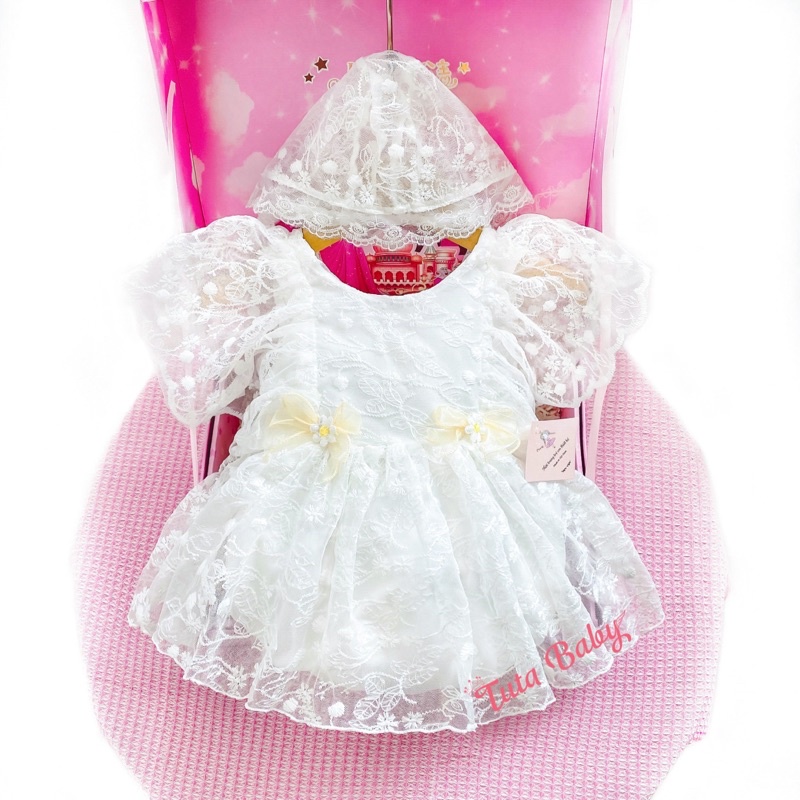 Bodysuit Cho Bé Gái Chất Ren Sam Trắng Mềm, Body Thiết Kế Nơ Eo Siêu Xinh