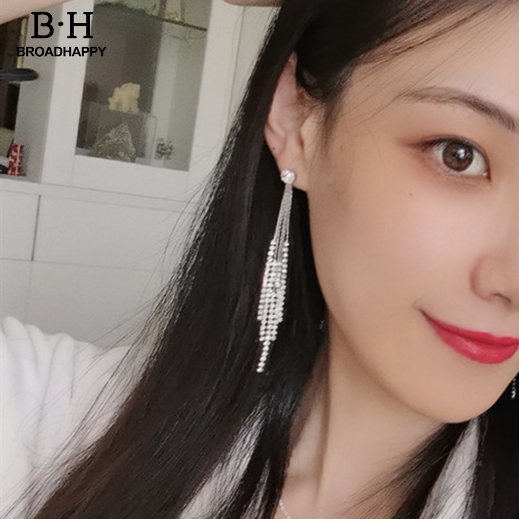 1 Đôi Bông Tai Tua Rua Đính Đá Thời Trang