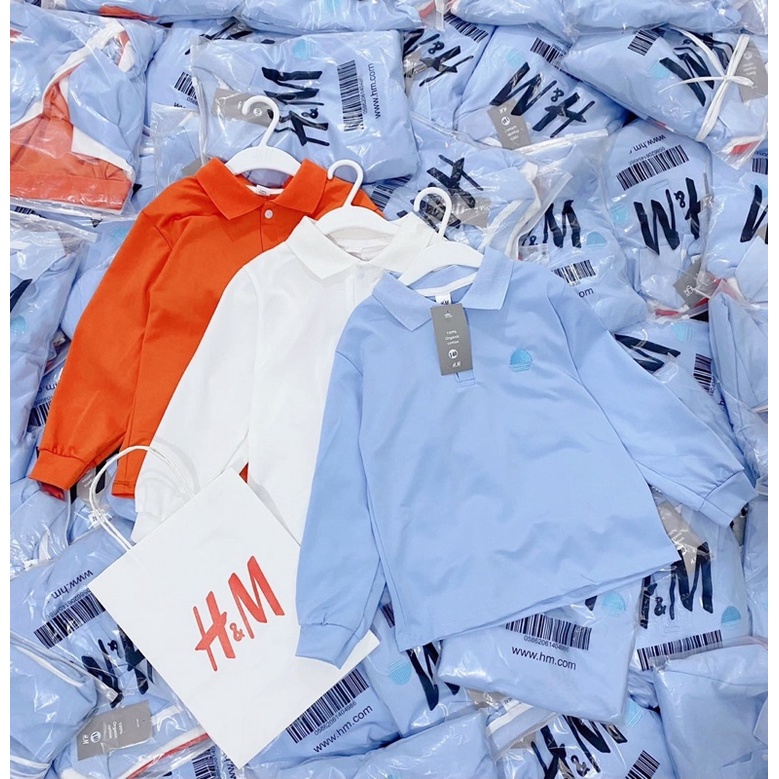 H303- set 3 áo polo bé trai dài tay mặc thu đông