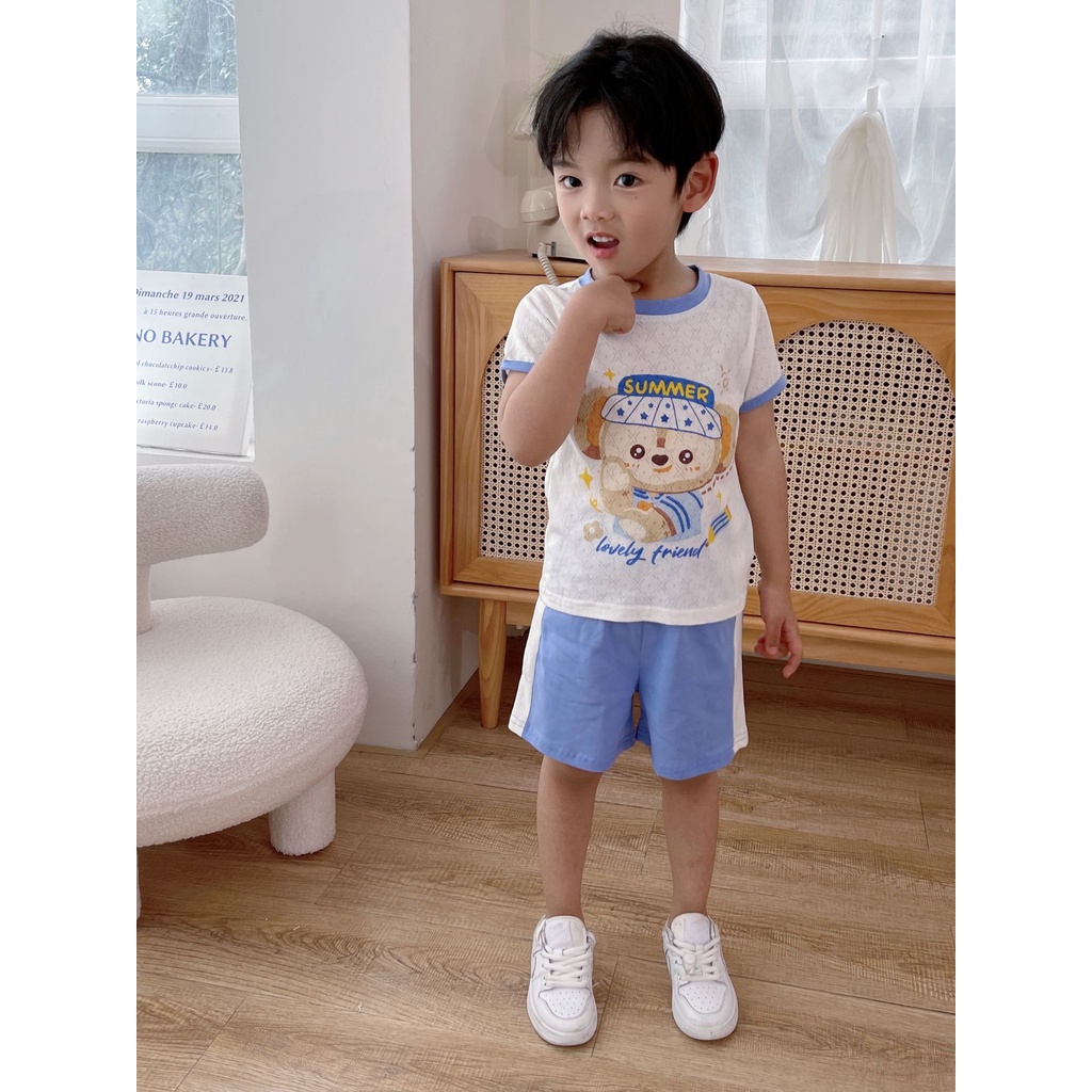 Bộ Đồ Thể Thao Tay Ngắn Vải Cotton Thoáng Khí Thời Trang Mùa Hè 2023 Dễ Thương Cho Bé