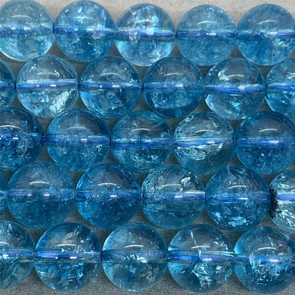 Chuỗi Hạt Đá Thạch Anh Xanh Tự Nhiên 6 / 8 / 10 / 12mm Dùng Làm Đồ Trang Sức Thủ Công