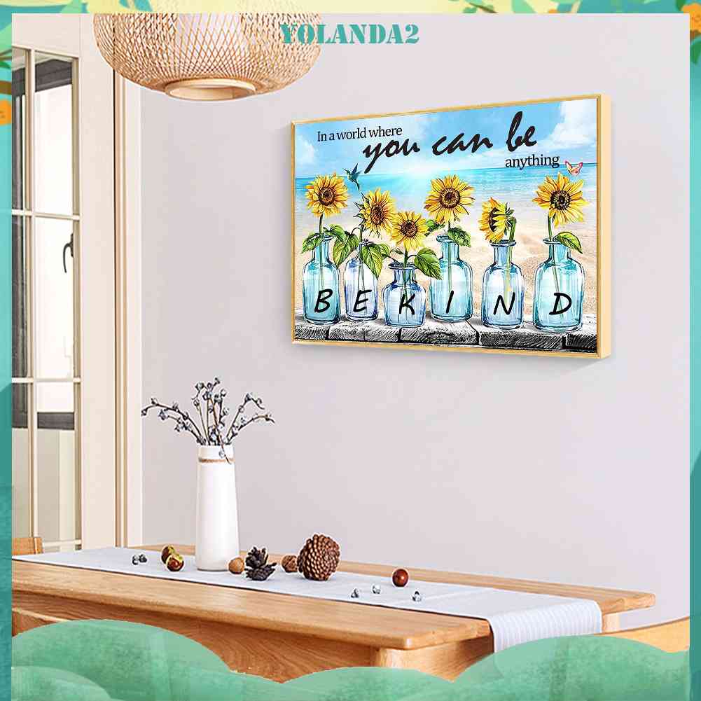 Tranh Đính Đá Kim Cương Toàn Bộ 5D DIY Hình Bình Hoa Hướng Dương