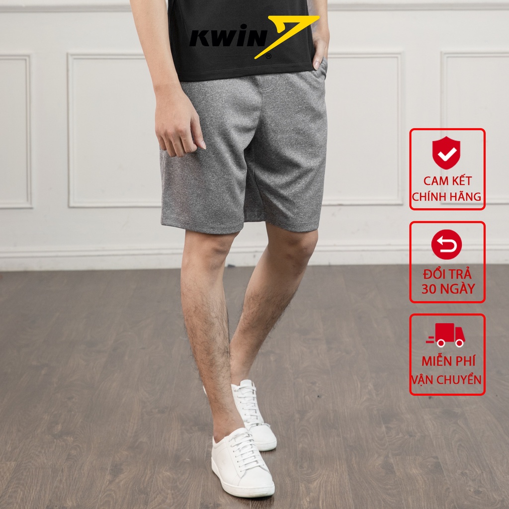 Quần short nam KWIN màu xám phom regular fit suông nhẹ, chất thoáng mát bền màu KSO010S1