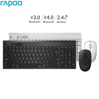 Rapoo combo bàn phím và chuột không dây kết nối bluetooth 3.0 / 4.0 / 2.4g 8050gt 3 chế độ không gây tiếng ồn