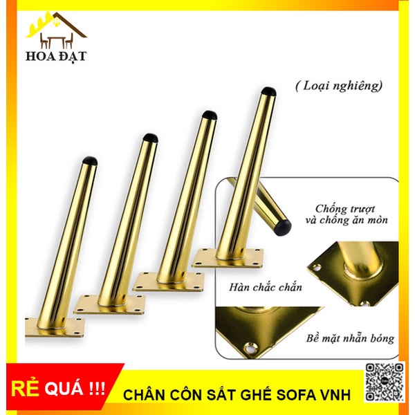 Chân Côn Sắt Ghế Sofa, Màu Vàng Gold Bằng Thép Xi Mạ Cao Cấp – Loại Nghiêng – Nhiều Kích Thước