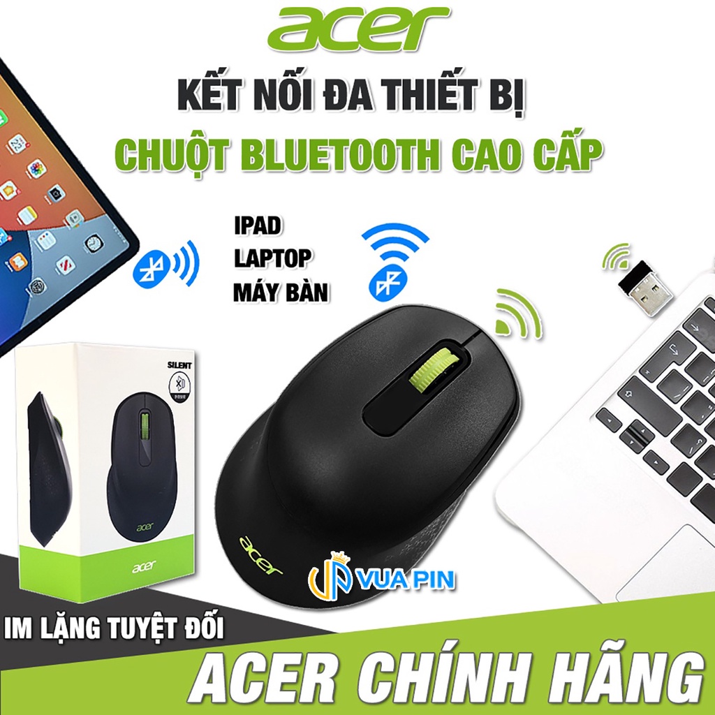 Chuột không dây Laptop Acer L171-WP chính hãng cao cấp - Chuột không dây Bluetooth văn phòng chính hãng Acer