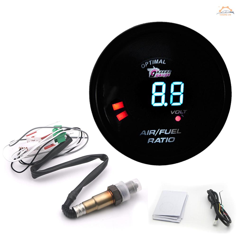 Bộ Đồng Hồ Đo Tỷ Lệ Nhiên Liệu Khí Xe Hơi 2 Trong 1 52MM 12V Với Cảm Biến Oxy O2