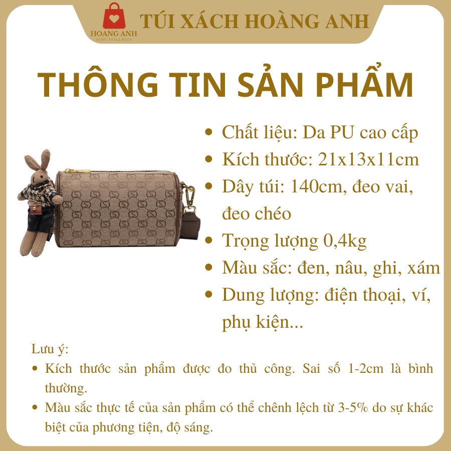 Túi xách nữ ống tròn nữ chất da mix hoạ tiết thời trang đeo vai đeo chéo H71
