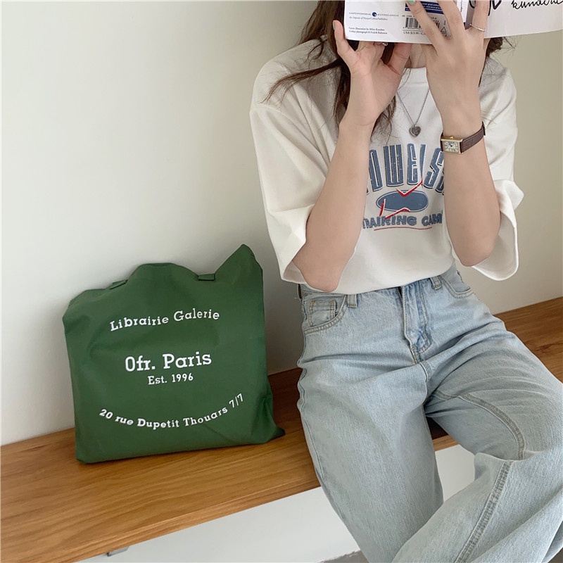 Paris Bookstore ofr Merchandise ins Túi Vải Đeo Vai Mua Sắm Thân Thiện Với Môi Trường Cho Nữ Sinh