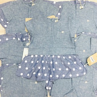 Áo váy zara xanh chấm bi