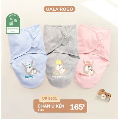 Ủ kén sơ sinh Uala rogo vải Bamboo sợi tre thấm hút giữ nhiệt dán ủ ấm cơ thể bé UR8901