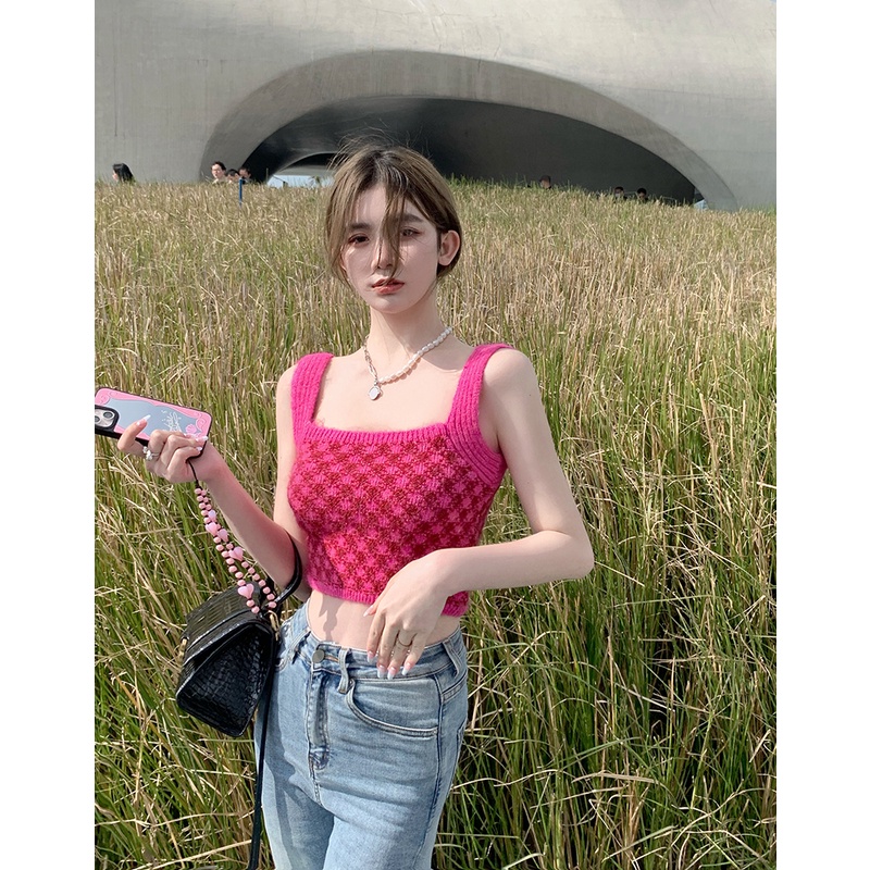 Minimalist Labo Áo croptop hai dây dệt kim thời trang quyến rũ dành cho nữ