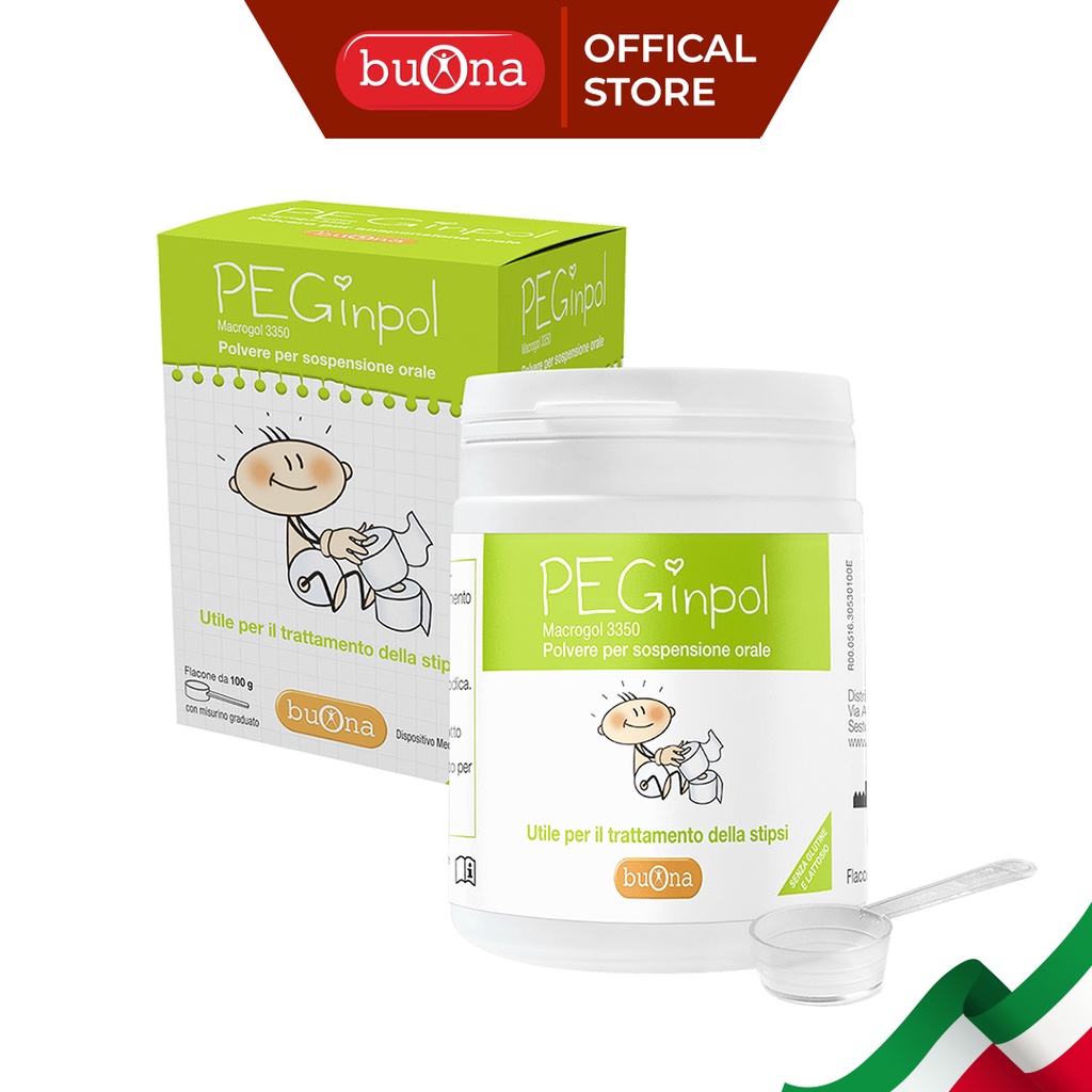 Buona Peginpol Macrogol 3350 - Hỗ Trợ Táo Bón Cấp Và Mãn Tính Cho Trẻ Em - Lọ 100g