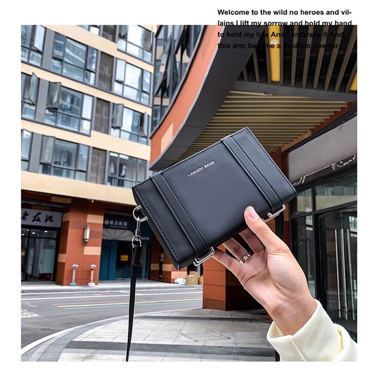 Túi đeo chéo Túi đeo vai da pu unisex thiết kế dạng hộp tinh tế thời trang