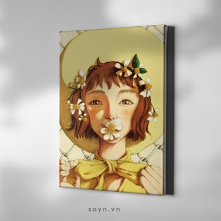 Tranh treo tường Cotton Canvas chất lượng cao, Artwork bản quyền, Cô gái Cúc họa mi, Soyn D049