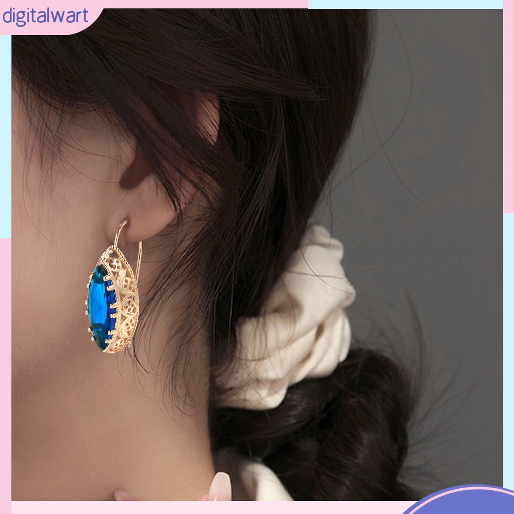 1 Bộ Vòng cổ + Bông Tai Hình Oval Rỗng Đính Đá Sáng Lấp Lánh Có Thể Điều Chỉnh