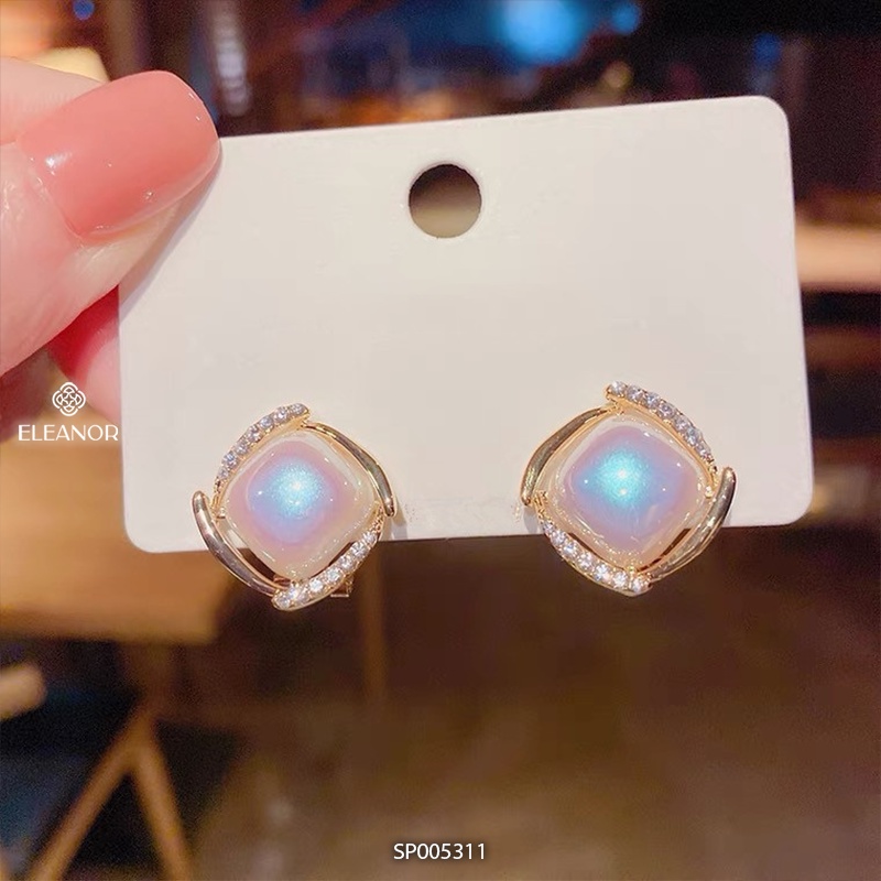 Bông tai nữ Eleanor Accessories hình vuông đính đá ngọc trai nhân tạo phụ kiện trang sức 5311
