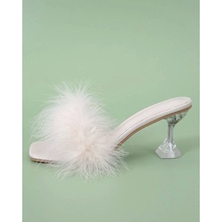 (Order) Dép cao gót phối lông 7cm