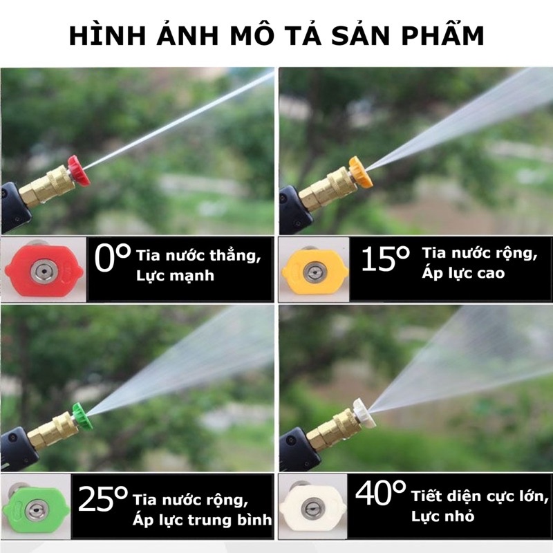 Béc phun rửa xe cao áp 0-15-25-40 độ