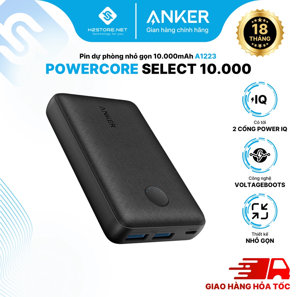 Pin sạc dự phòng Anker PowerCore Select 10000 - A1223 - Hàng chính hãng