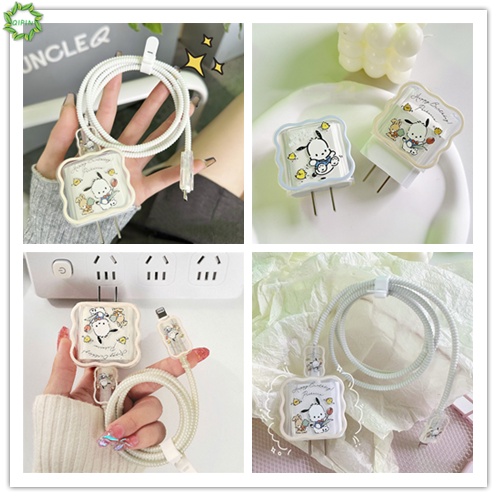 Phụ Kiện Bảo Vệ Dây Cáp Sạc 4 Trong 1 Bằng TPU Mềm Cho Ip 18 / 20W