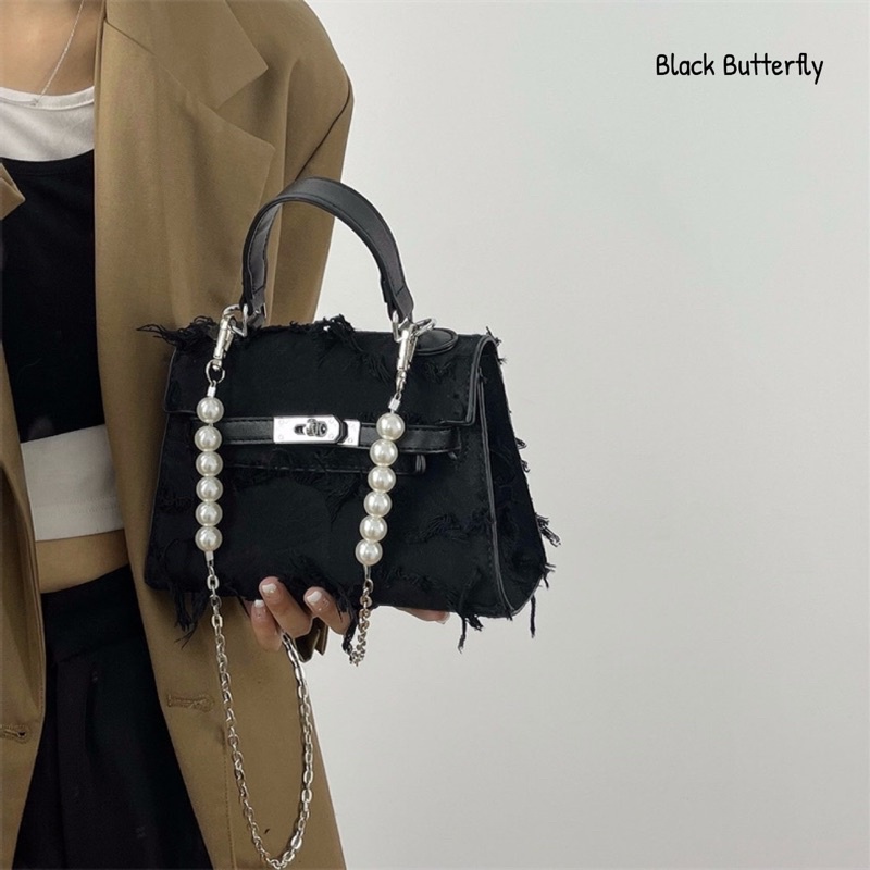 Túi đeo chéo cá tính dây ngọc Butterfly