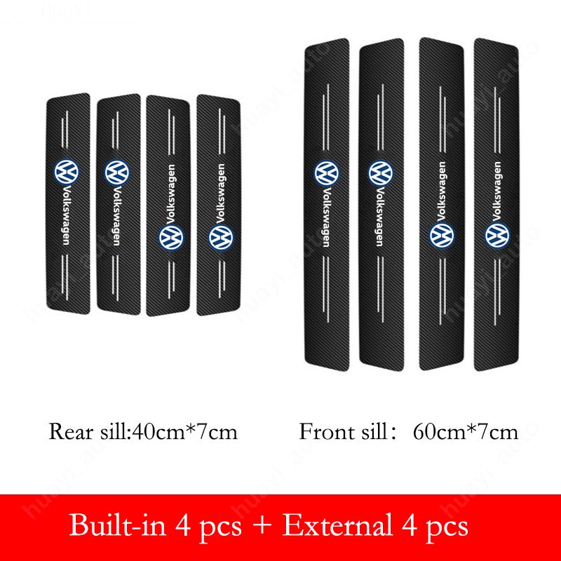 Miếng Dán Cửa Xe Hơi Volkswagen Bằng Da Sợi Carbon Chống Trầy Cho VW Polo Fox Gol Up Golf Beetle Santana Sagitar Tiguan Passat Touran Jetta