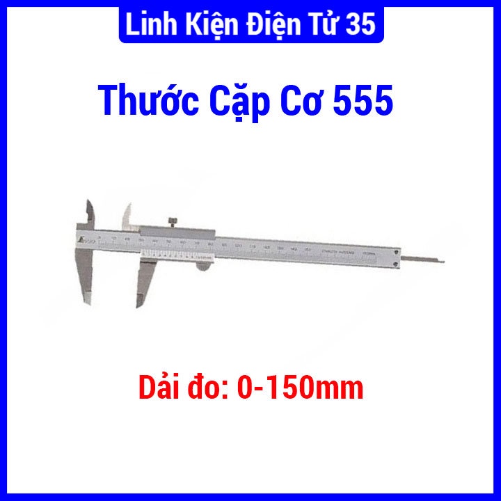 Thước cặp cơ 555 Đo 0-150mm từ kim loại độ chính xác cao, dùng đo đường kính, đo kích thước các vật ...