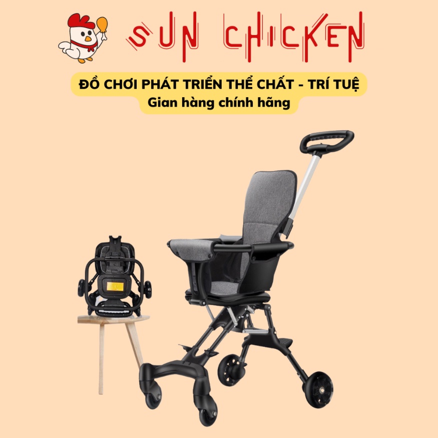Xe Đẩy Em Bé Gấp Gọn 2 Tư Thế Không Mái Từ 6 Đến 36 Tháng Tuổi Ghế Ngồi Xoay 360 Độ, Siêu Nhẹ Phù Hợp Chop Bé Đi Du Lịch