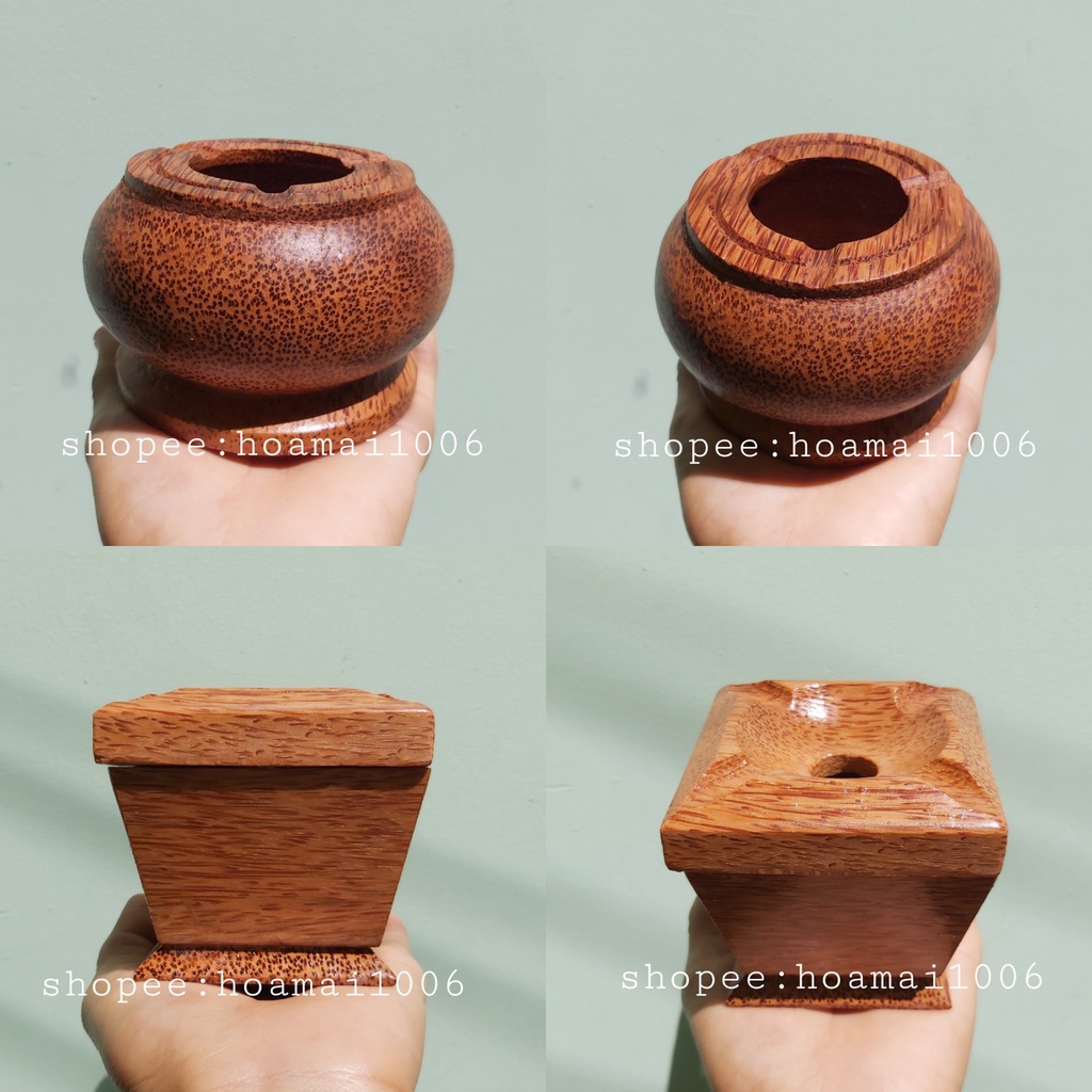 Gạt tàn thuốc bằng gỗ dừa có đế hình vuông, tròn