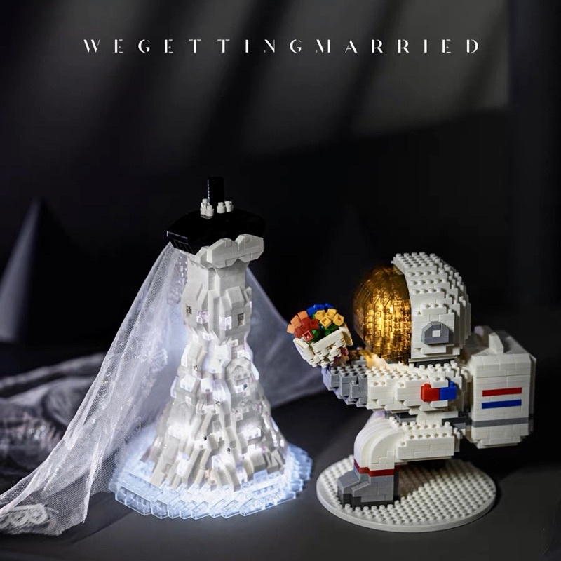 Đồ chơi lắp ráp Legogi VÁY CƯỚI CÔ DÂU VEST CHÚ RỂ PHI HÀNH GIA CẦU HÔN mô hình kỉ niệm quà cưới quà tặng cầu hôn