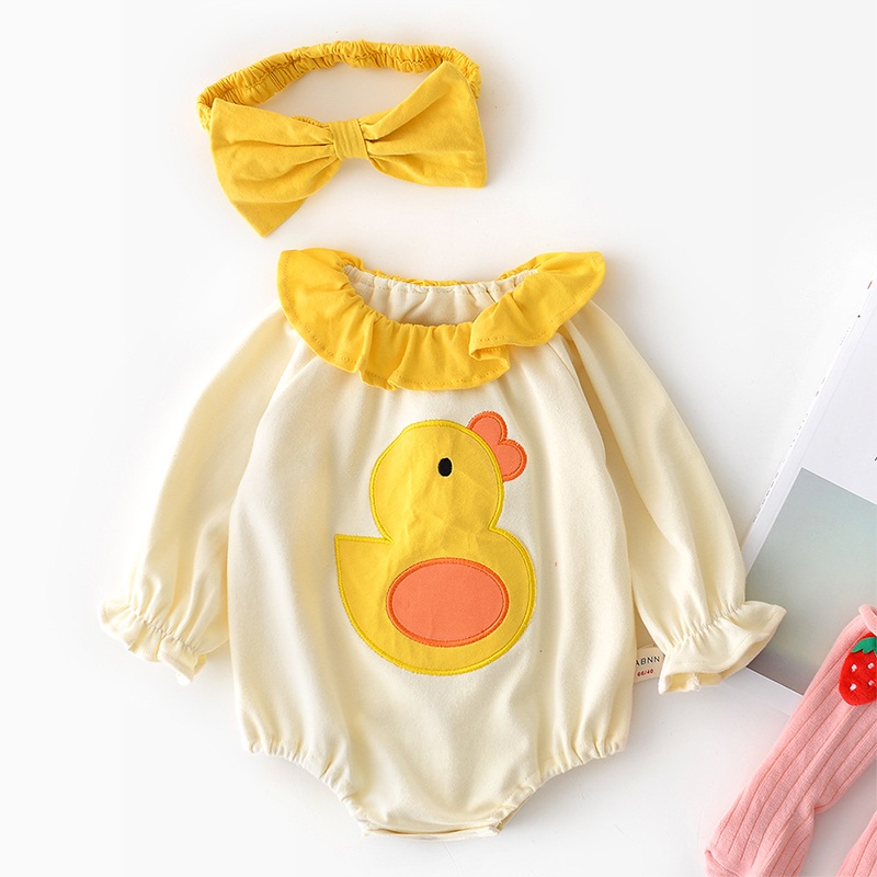 Bộ Áo Liền Quần Phối Ren In Hoạt Hình Dễ Thương Cho Bé