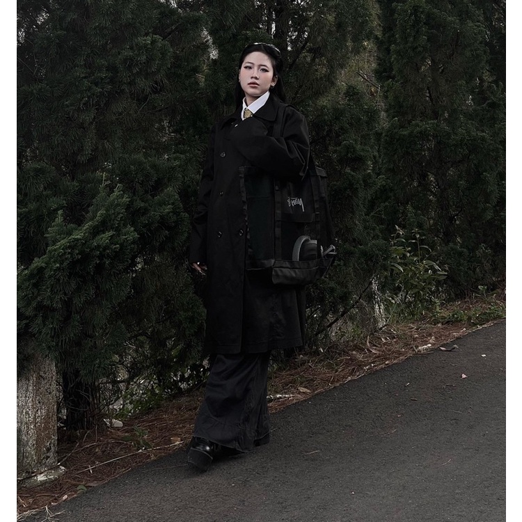 MĂNG TÔ ĐEN DÁNG DÀI - MĂNG TÔ ĐEN KAKI FORM CHUẨN ĐỘ MỚI 100%